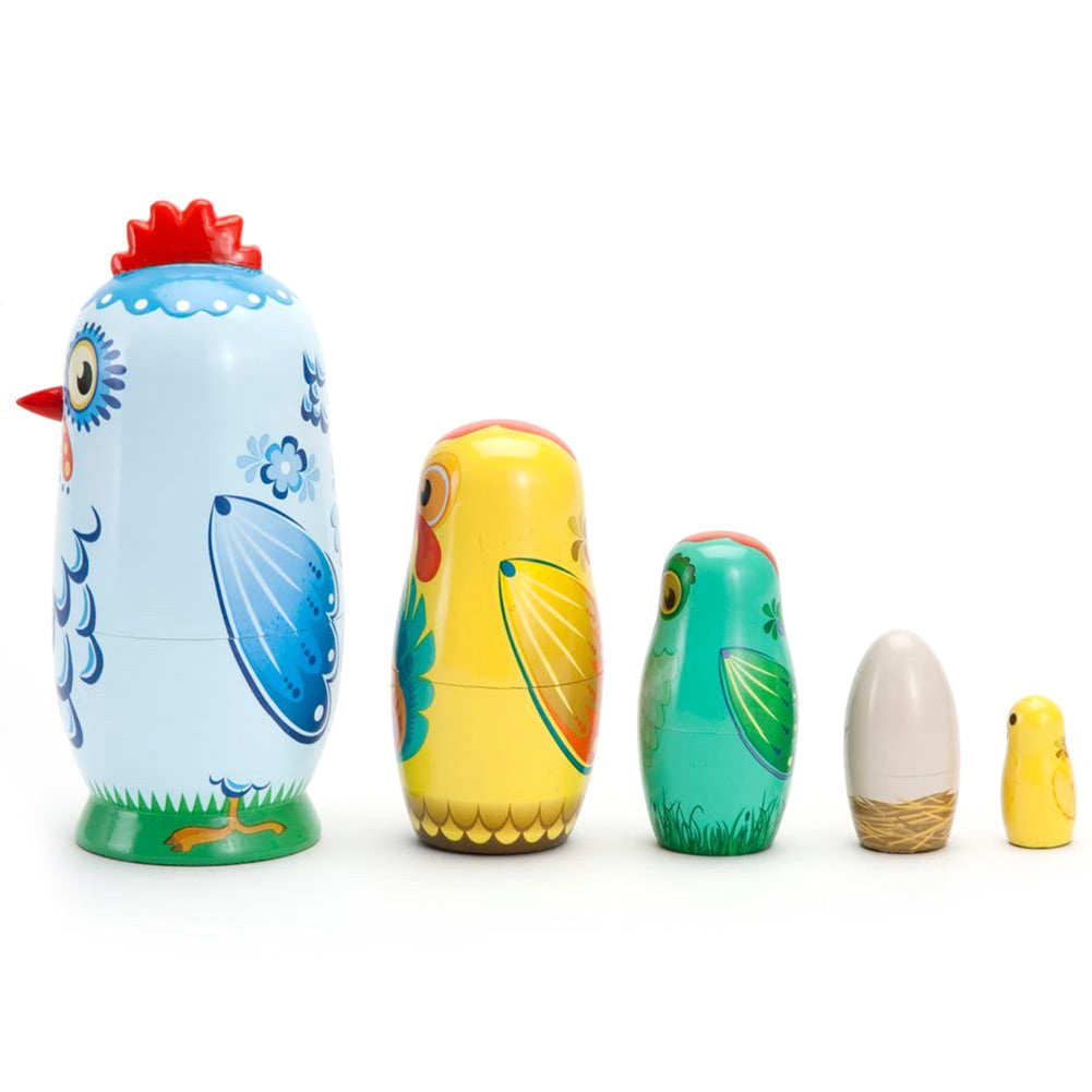 5Pcs/Set Russian Animal Chicken Nesting Dolls Matryoshka Kids Toy C1919
