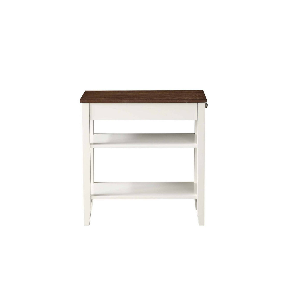 3 Tier End Table with Drawer Driftwood Top White Frame E171