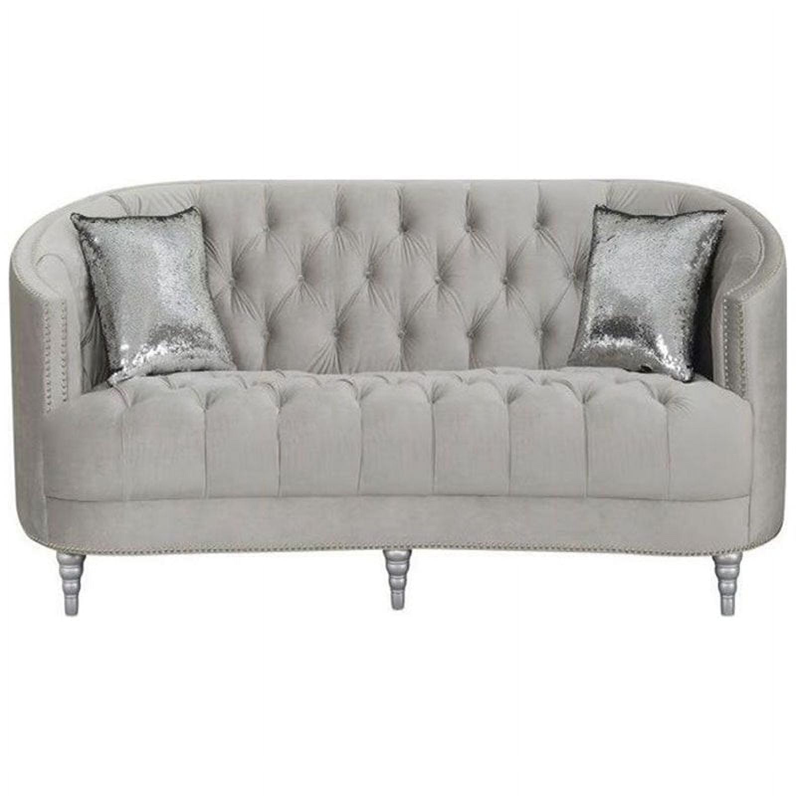 Grey Tufted Loveseat J88912