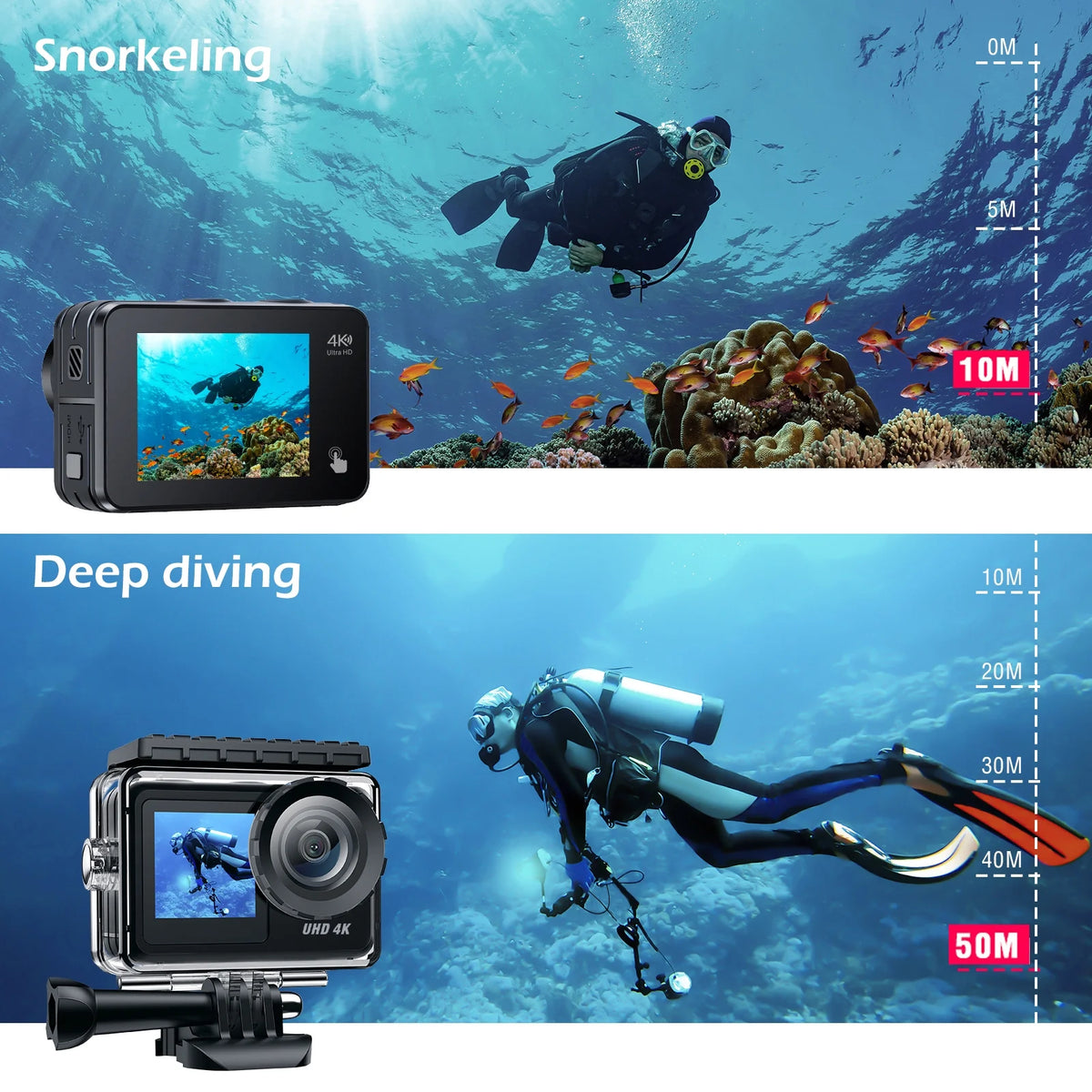 4K 30FPS Action Camera 20MP Waterproof WiFi Touch Screen Camera Y533245