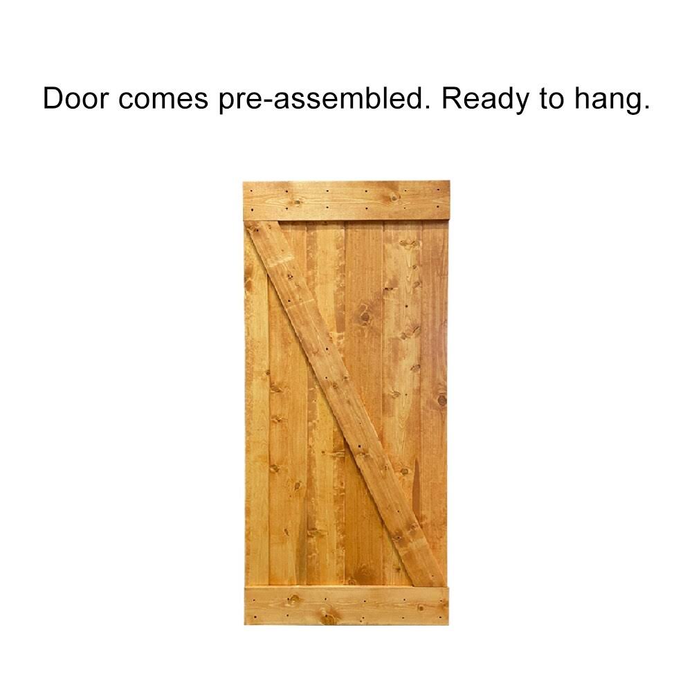 Sage Green Stained Wood Interior Sliding Barn Door with Hardware Kit J92566