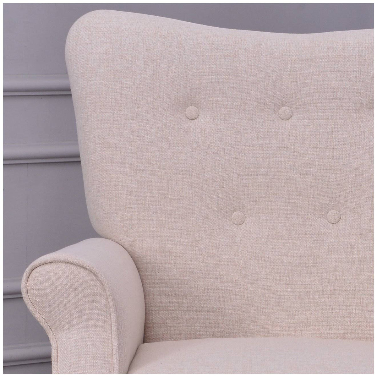 Beige Linen Wingback Accent Chair L689965
