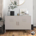 Taupe 2 Door Metal Accent Cabinet J6251