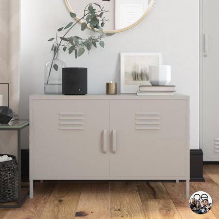 Taupe 2 Door Metal Accent Cabinet J6251