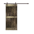 Espresso Stained Solid Pine Wood Interior Sliding Barn Door with Hardware Kit E446133