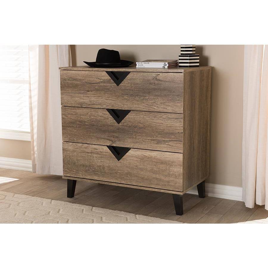 Light Brown Wood 3-Drawer Chest P710624