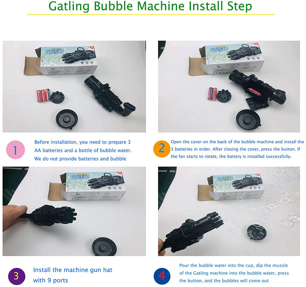 Gatling Bubble Machine 8-Holes Bubble Maker Bubble Gun Toys for Kid, 1 pc S612