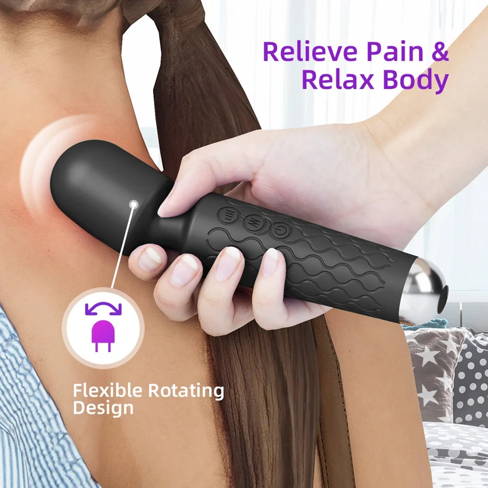 Black Wand Massager Vibrator with 8 Speeds Y3417