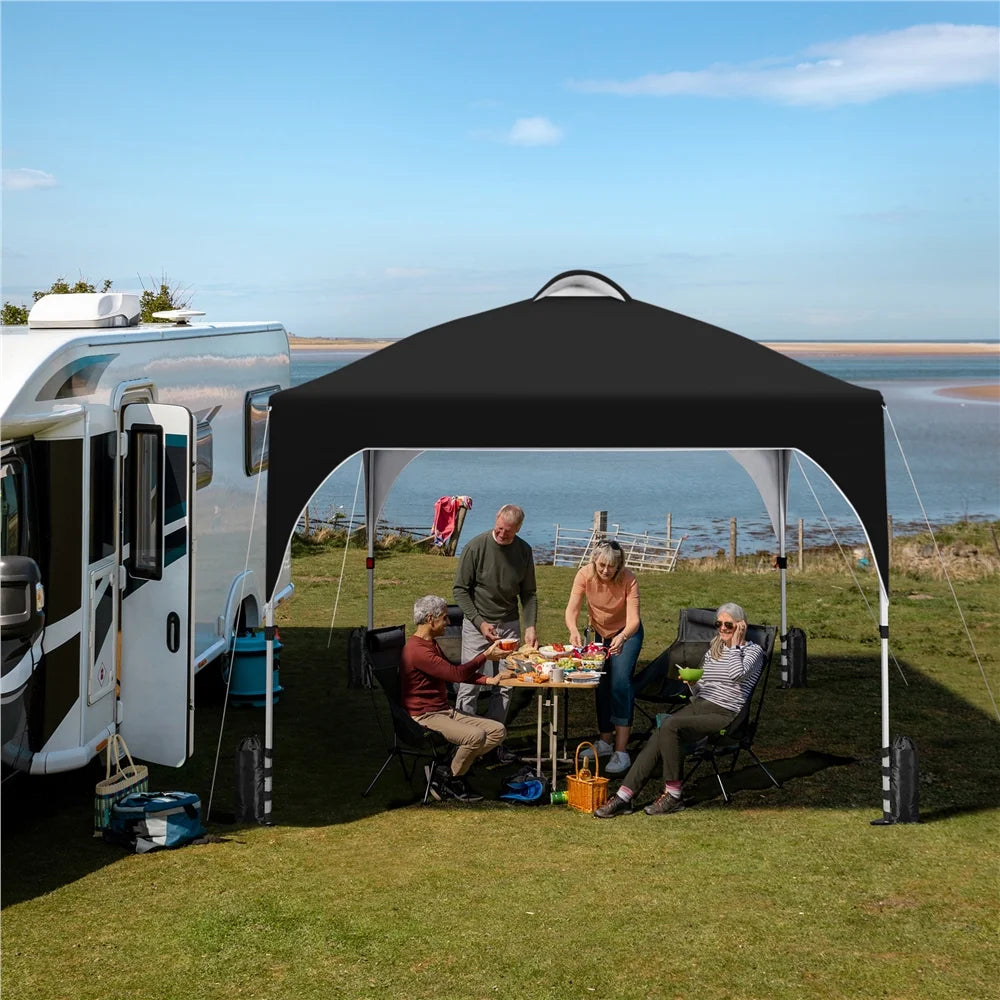Black 10×10ft Canopy Tent with 17 Solar LED Lights H654467