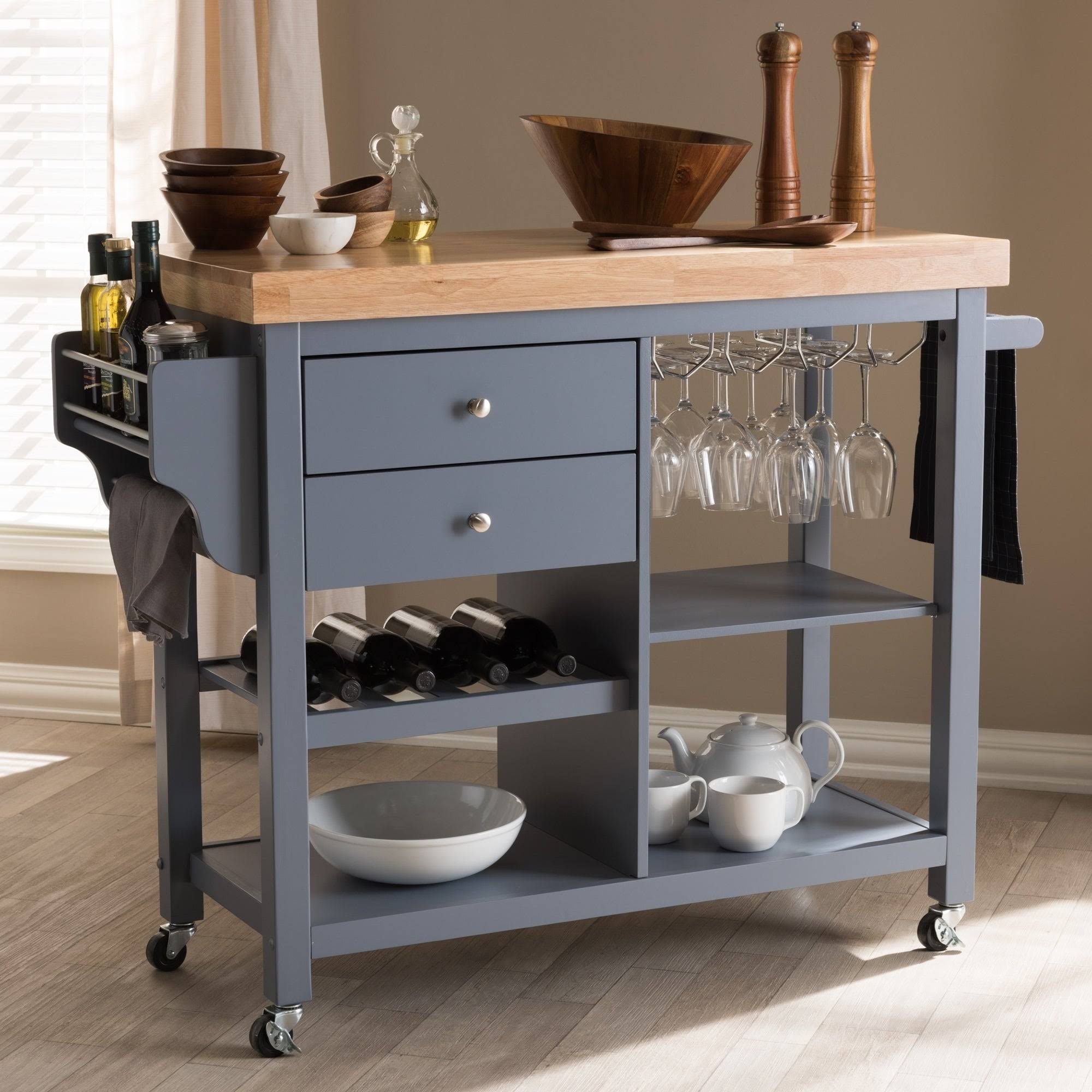 Grey Wood Kitchen Cart U9721