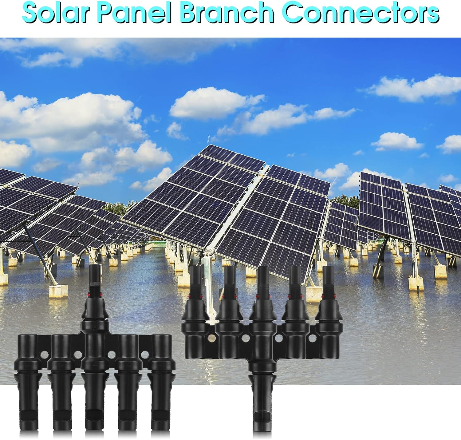 Solar Panel Connectors T Branch Cable Splitter 1 Male to 5 Female and 1 Female to 5 Male (1 Pair) Pack of 2 H8855