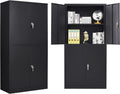 Black 72” Steel Storage Cabinet with Locking 4 Door and 2 Adjustable Shelves Y797452