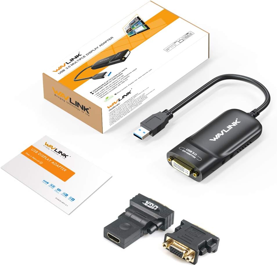 USB 3.0 to VGA/DVI/HDMI Universal Video Graphics Card Adapter for Multiple Monitors Up to 2048x1152 C39948
