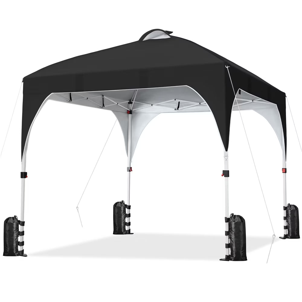 Black 10×10ft Canopy Tent with 17 Solar LED Lights H654467
