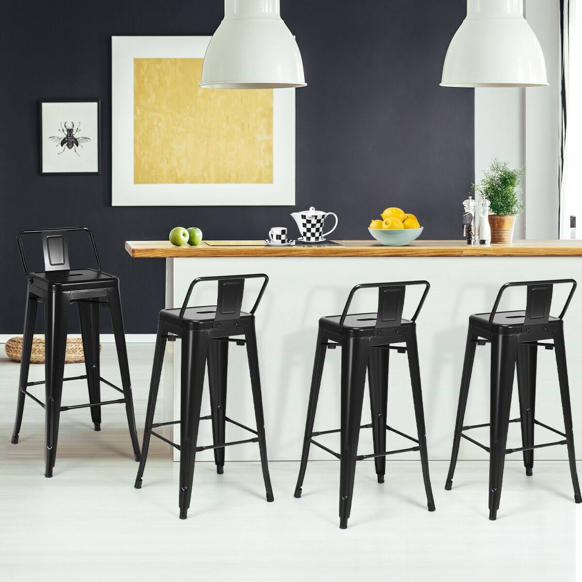 Black Metal Barstools Set of 4 M237978