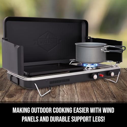 2-in-1 Gas Camping Stove and Griddle with Integrated Igniter Z71304