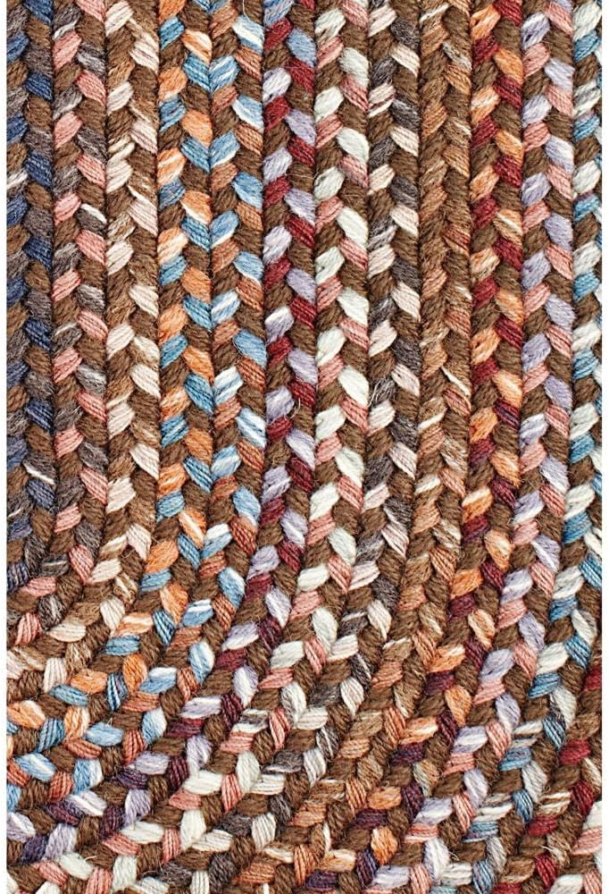 Walnut Brown Wool Braided Rug 20" x 30" Oval N9670