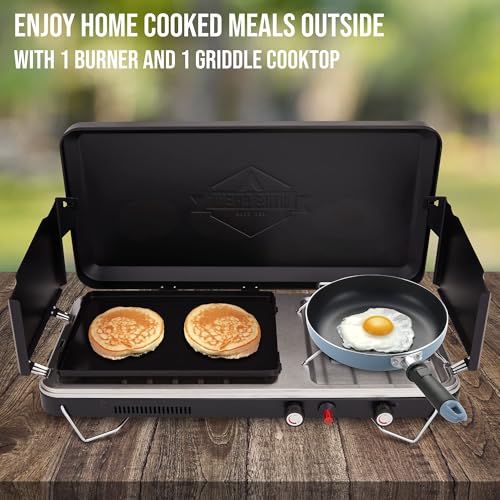 2-in-1 Gas Camping Stove and Griddle with Integrated Igniter Z71304