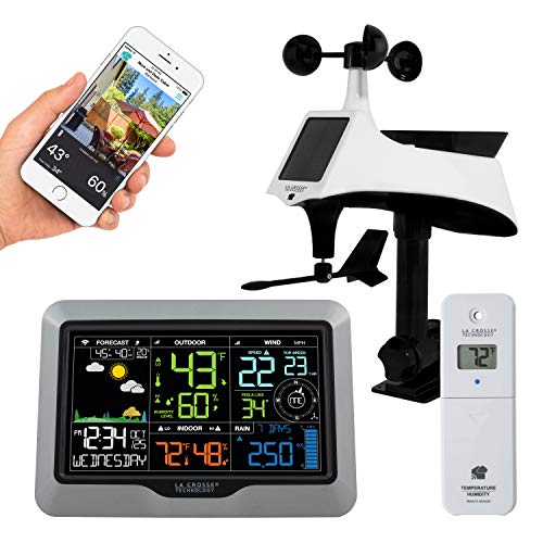 Professional Smart Wi-Fi Weather Station with Remote Monitoring, Wind and Rain Gauges, Temperature and Humidity Sensors J298956