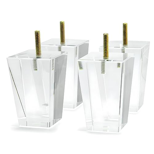 Acrylic Furniture Legs Pack of 4 Clear 4inch Square M659