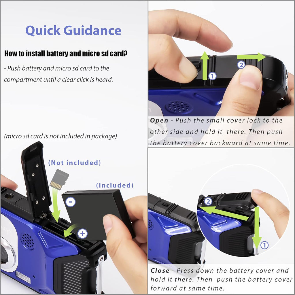 Blue Waterproof Digital Camera 16 MP Underwater Camcorder I836397