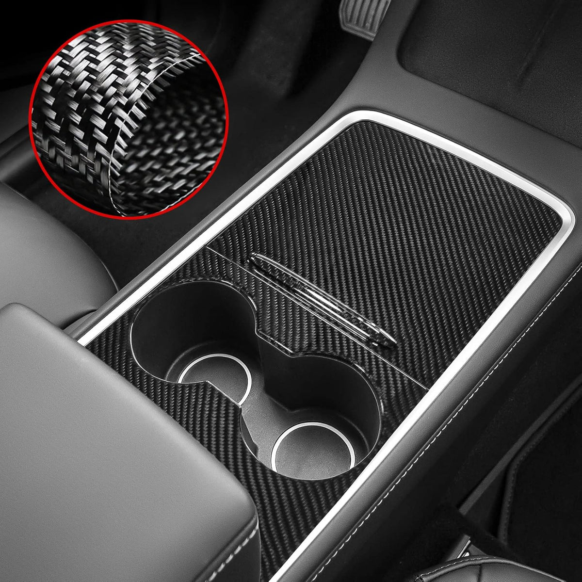 Real Carbon Fiber Matte Center Console Wrap Kit for Tesla Model 3 Model Y K3806