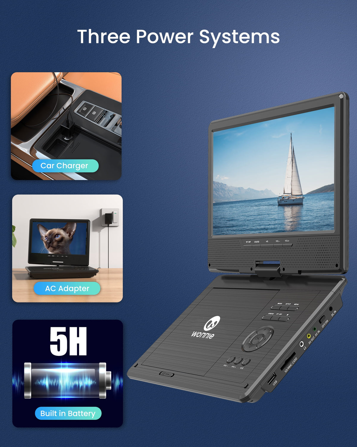 12.5" Portable DVD Player with 10.5" HD Swivel Screen O836