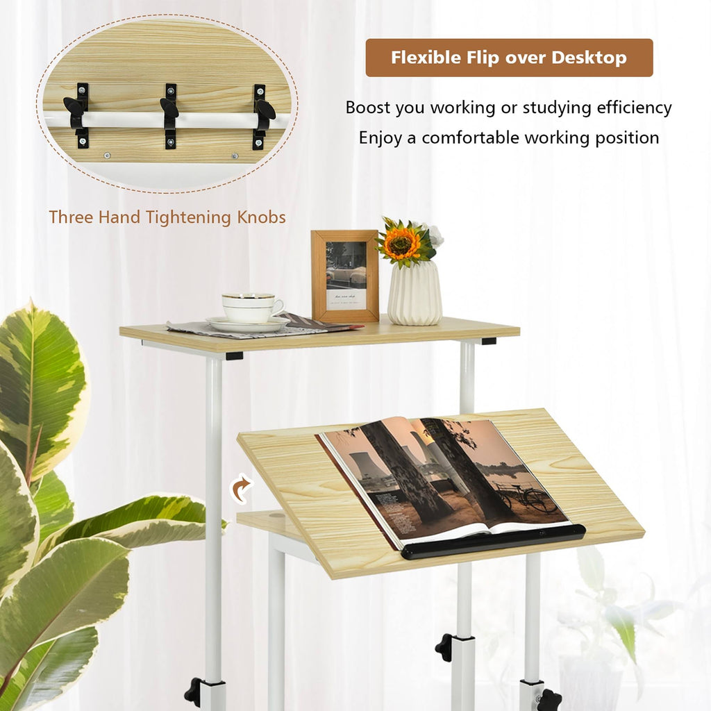 Mobile Standing Desk Rolling Adjustable Laptop Cart D92663
