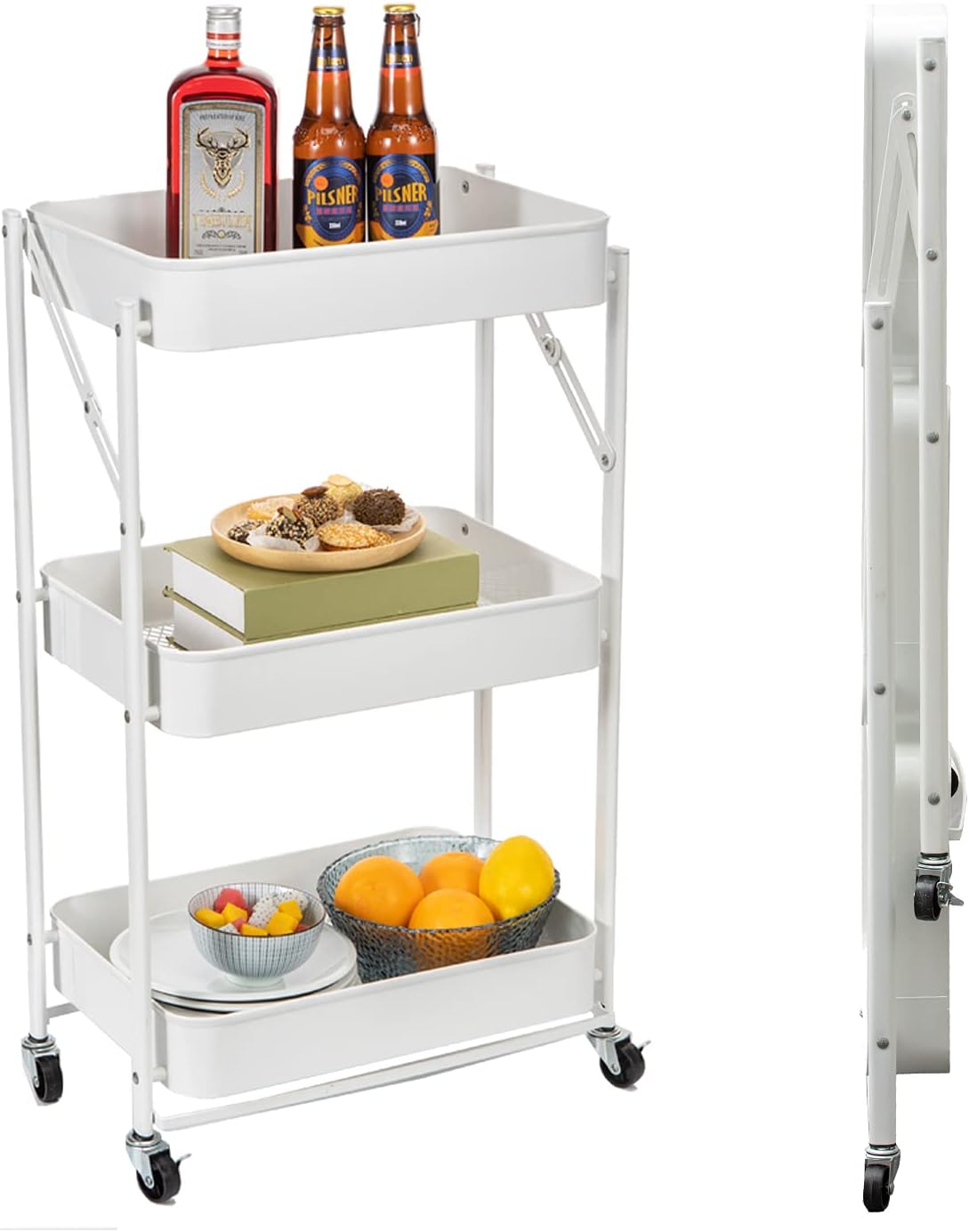 Blue 3 Tier Metal Rolling Cart R29009