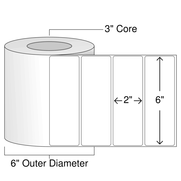 6x22 x 2x22 Inkjet Weatherproof White Gloss Labels, 1 Roll A683861