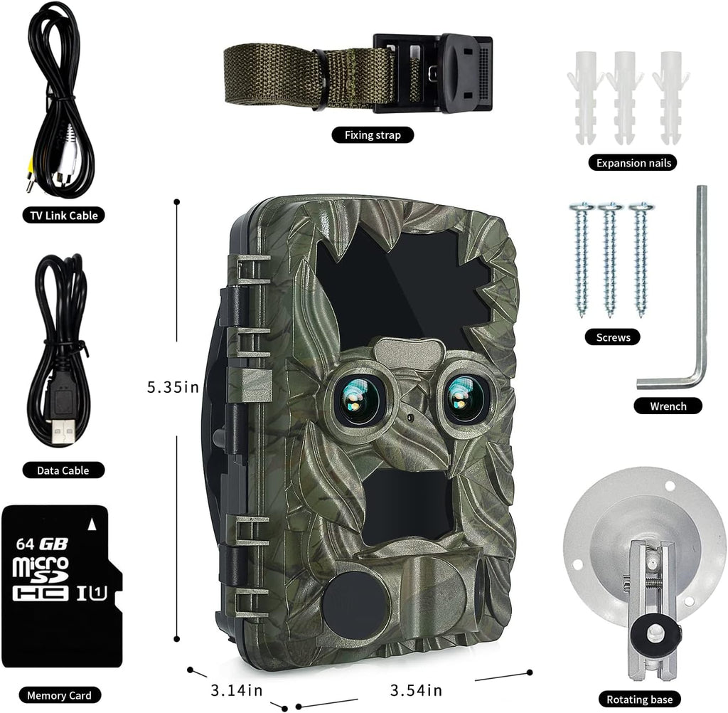 4K 20MP Dual Lens Wide-Angle Motion Sensor Trail Camera X18216