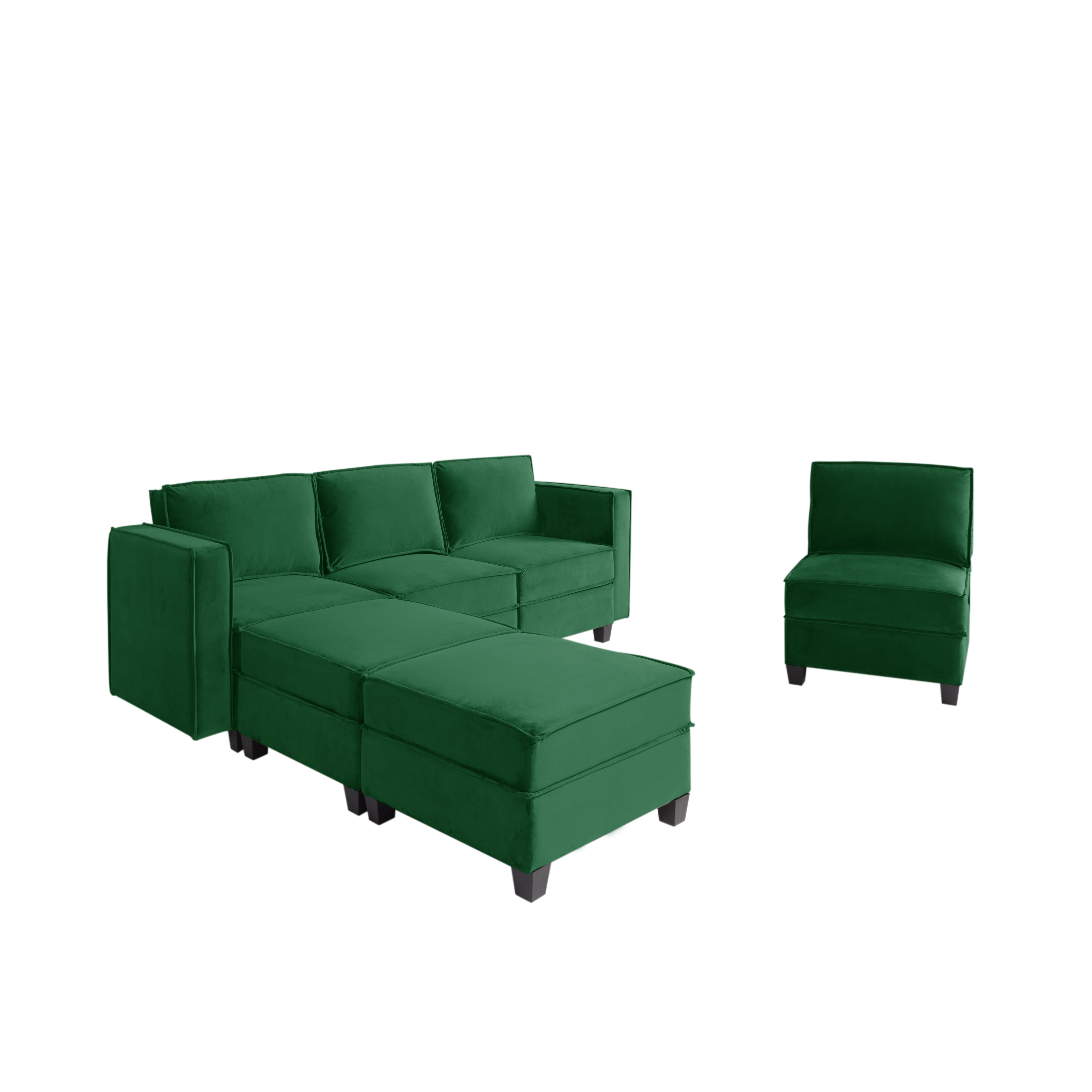 Modern Large Velvet U-Shaped Convertible Sectional Sofa Bed with Removable Storage Ottomans X5589