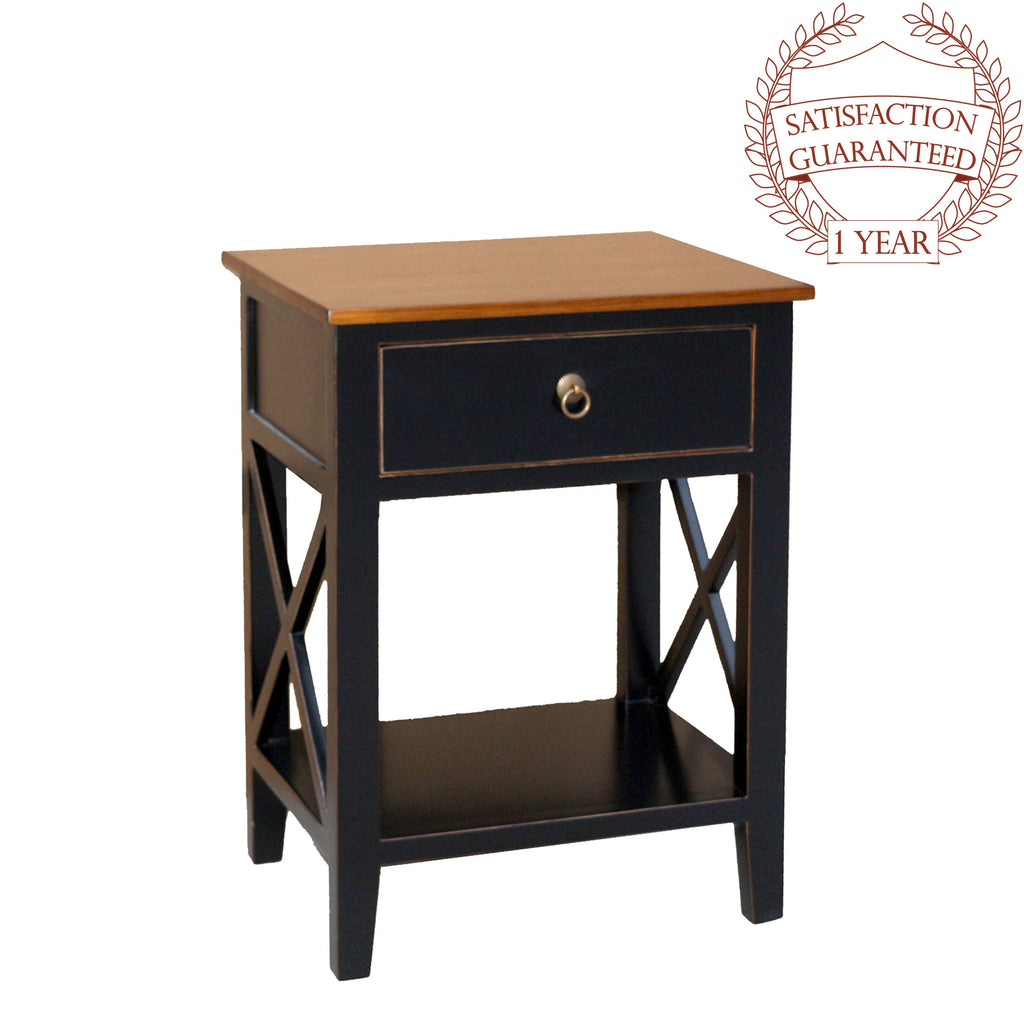 Blue Side Table Cabinet with Drawer and Shelf S9732