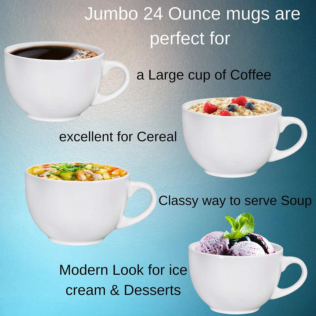 White 24 Oz Porcelain Coffee Mug Set O41131