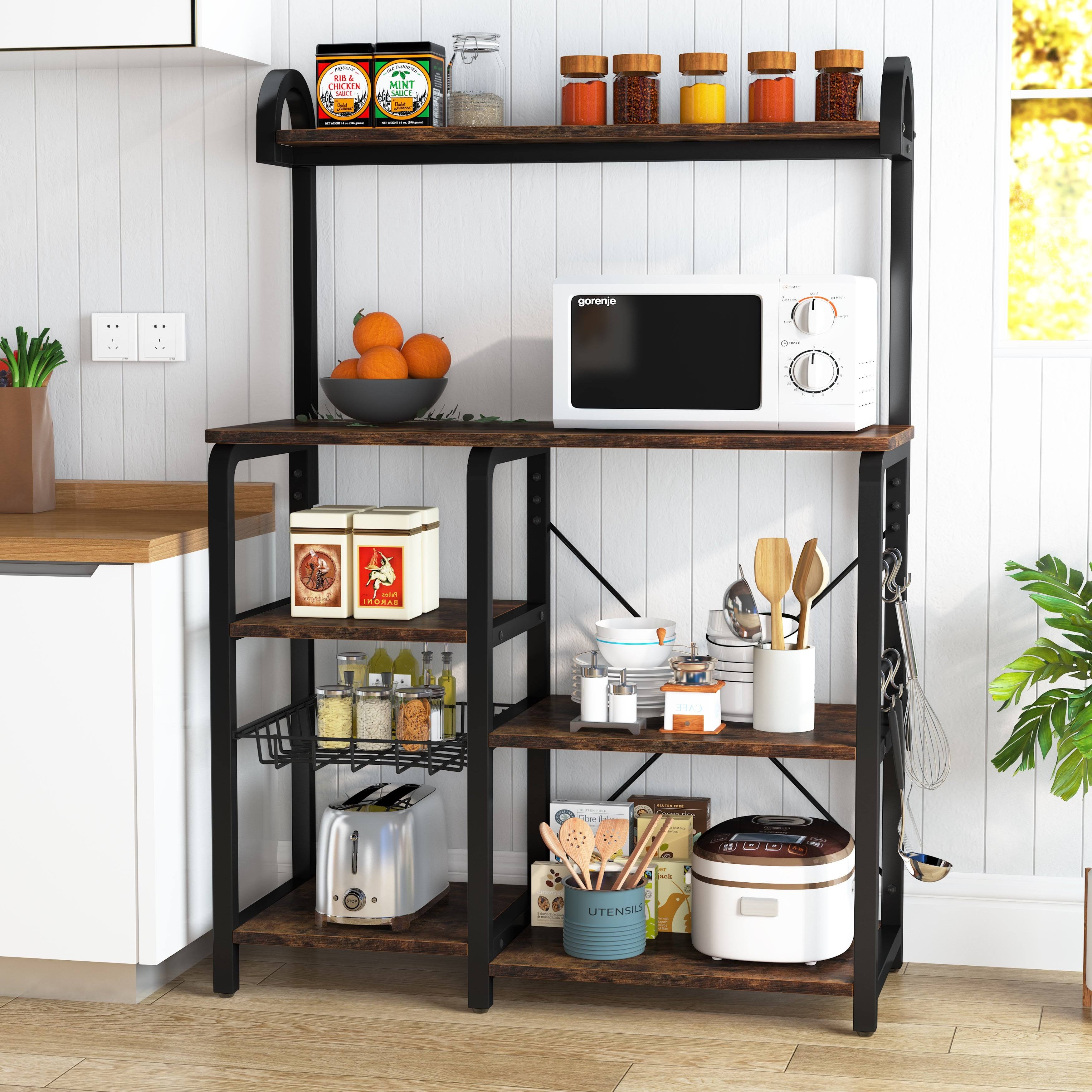Rustic Brown Kitchen Baker's Rack Microwave Oven Stand D5760