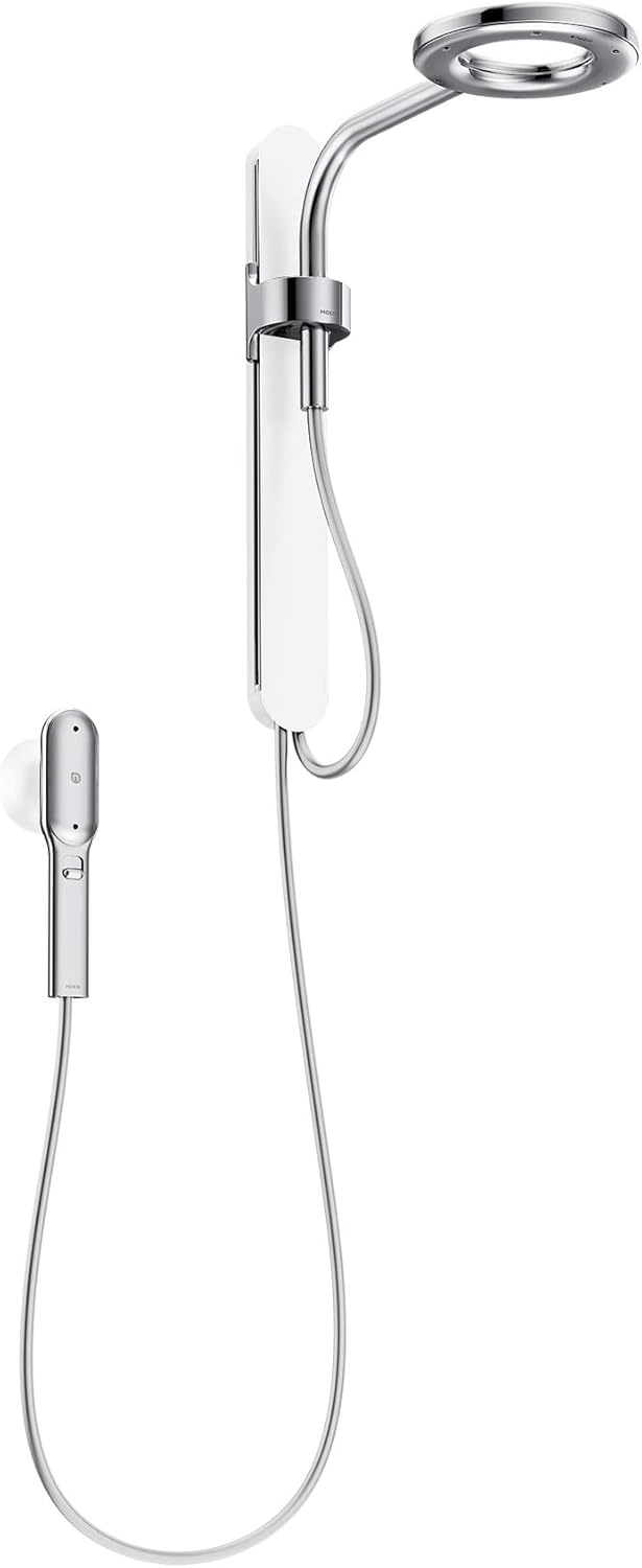 Chrome/White Spa Shower including Rainshower, Handshower and Magnetic Dock Y894