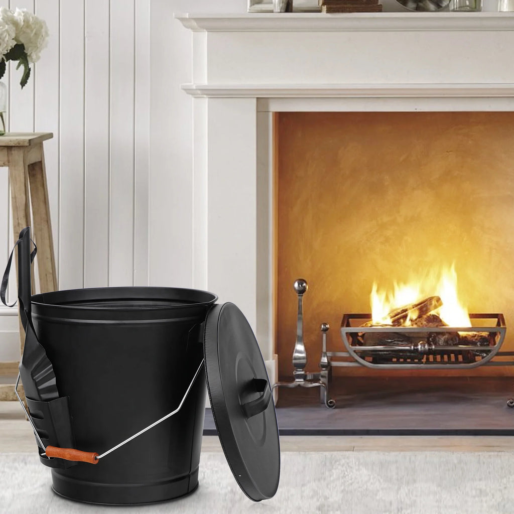 Steel Ash Bucket with Shovel 5 Gallon Y51240