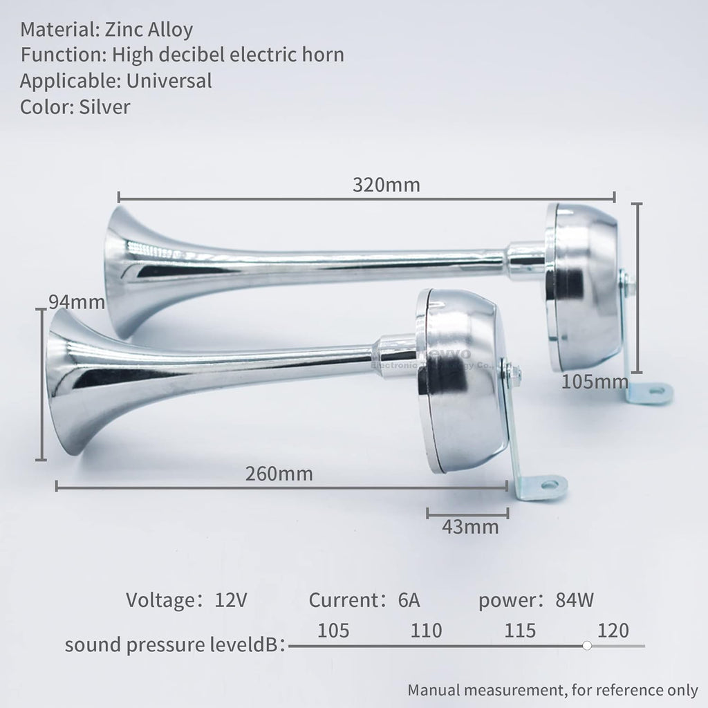 12V Stainless Steel Dual Trumpet Train Horn Kit U567584