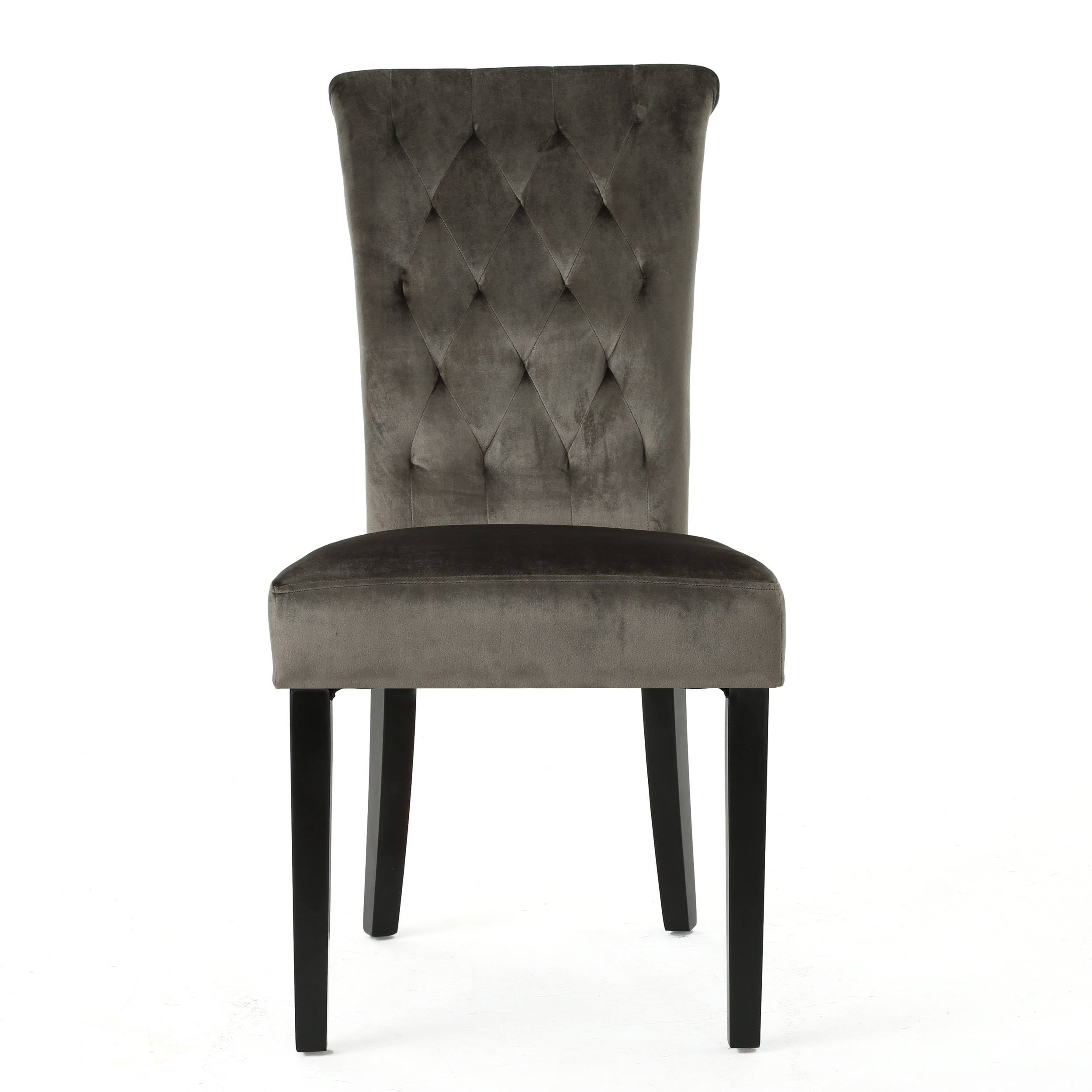 Gray Velvet Tufted Dining Chair Set of 2 N1648