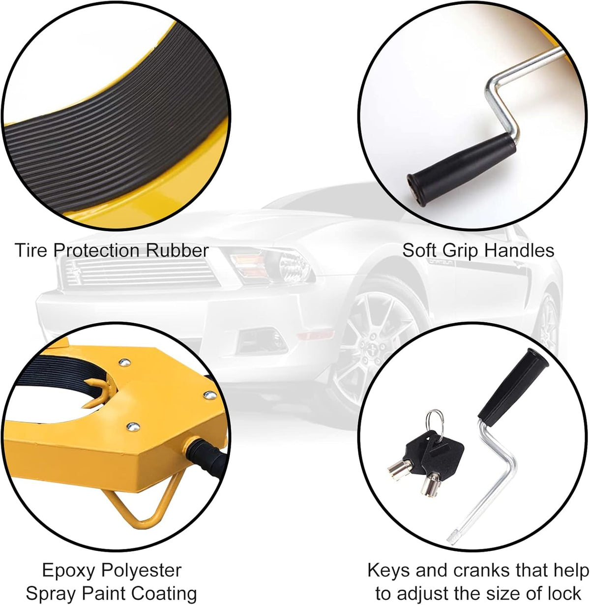 Wheel Lock Clamp Adjustable Tire Boot Lock Car Anti-Theft Lock Tire Claw Heavy Duty Y134091
