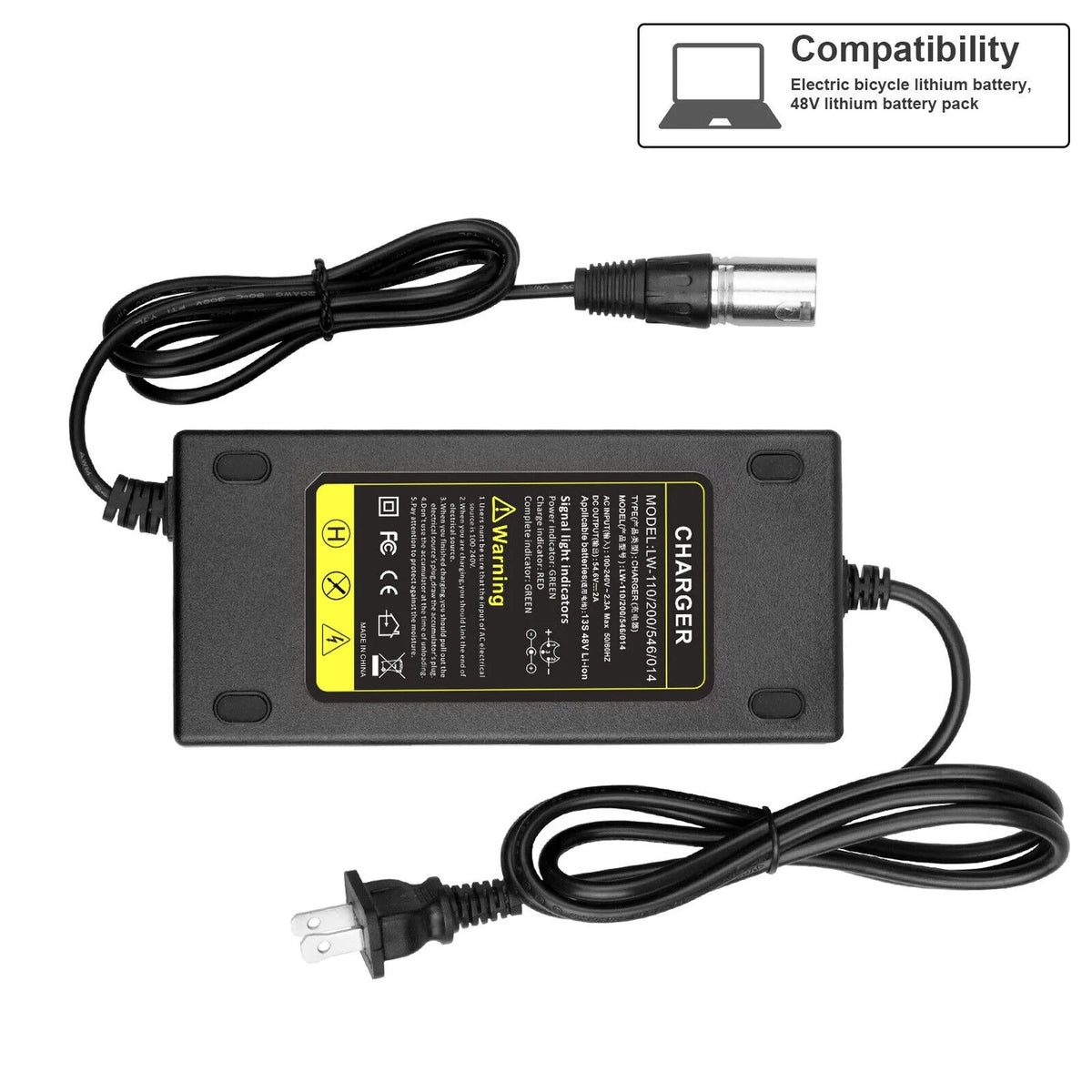 54.6V 2A Lithium Battery Charger for 48V E-bike F491