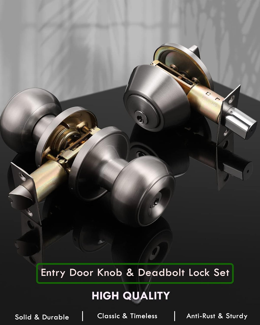 5 Pack Entry Door Knob and Single Cylinder Deadbolt Combo Pack in Satin Nickel C418760