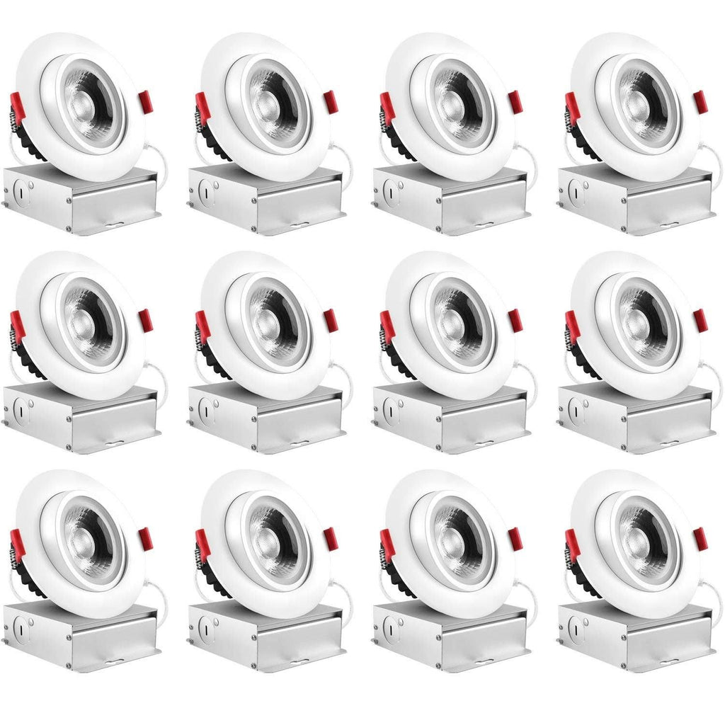 4 inch LED Gimbal Recessed Light with Junction Box, 11W, 5000K Bright White, 1000 Lumens, Dimmable, IC Rated L253474