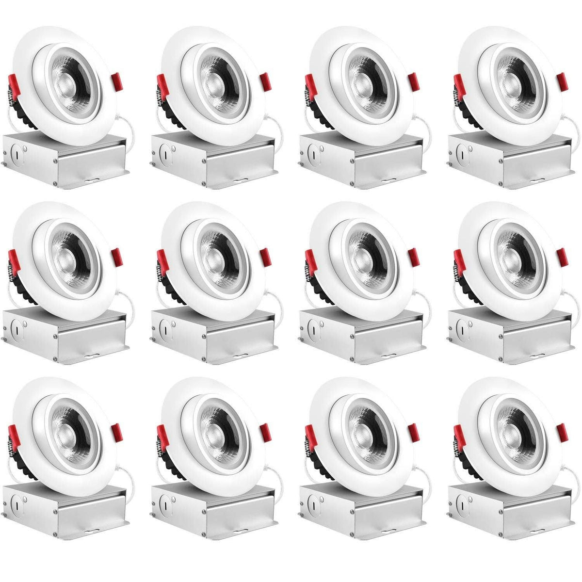 4 inch LED Gimbal Recessed Light with Junction Box, 11W, 5000K Bright White, 1000 Lumens, Dimmable, IC Rated L253474