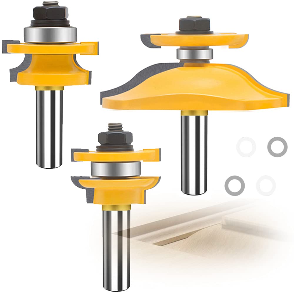 6 Finger Joint Router Bit Set 3PCS Carbide Woodworking Cutter V86455