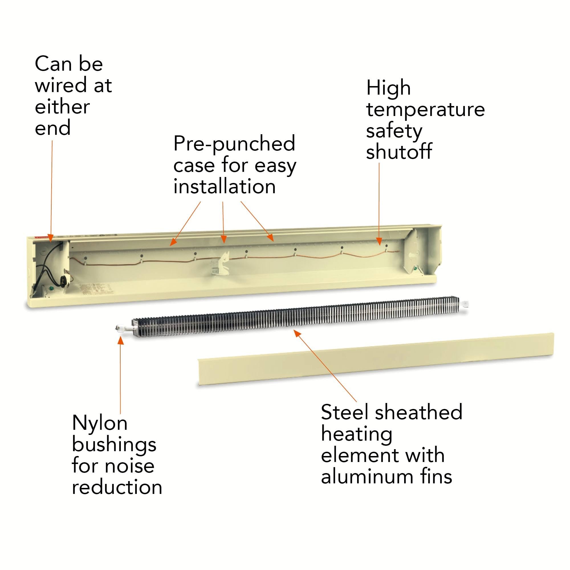 8 ft. 2500W 240/208V Electric Baseboard Heater U4941