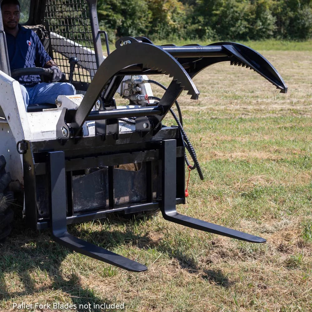 Hydraulic Skid Steer Pallet Fork Grapple Attachment, 1/2in Thick Steel Frame J330