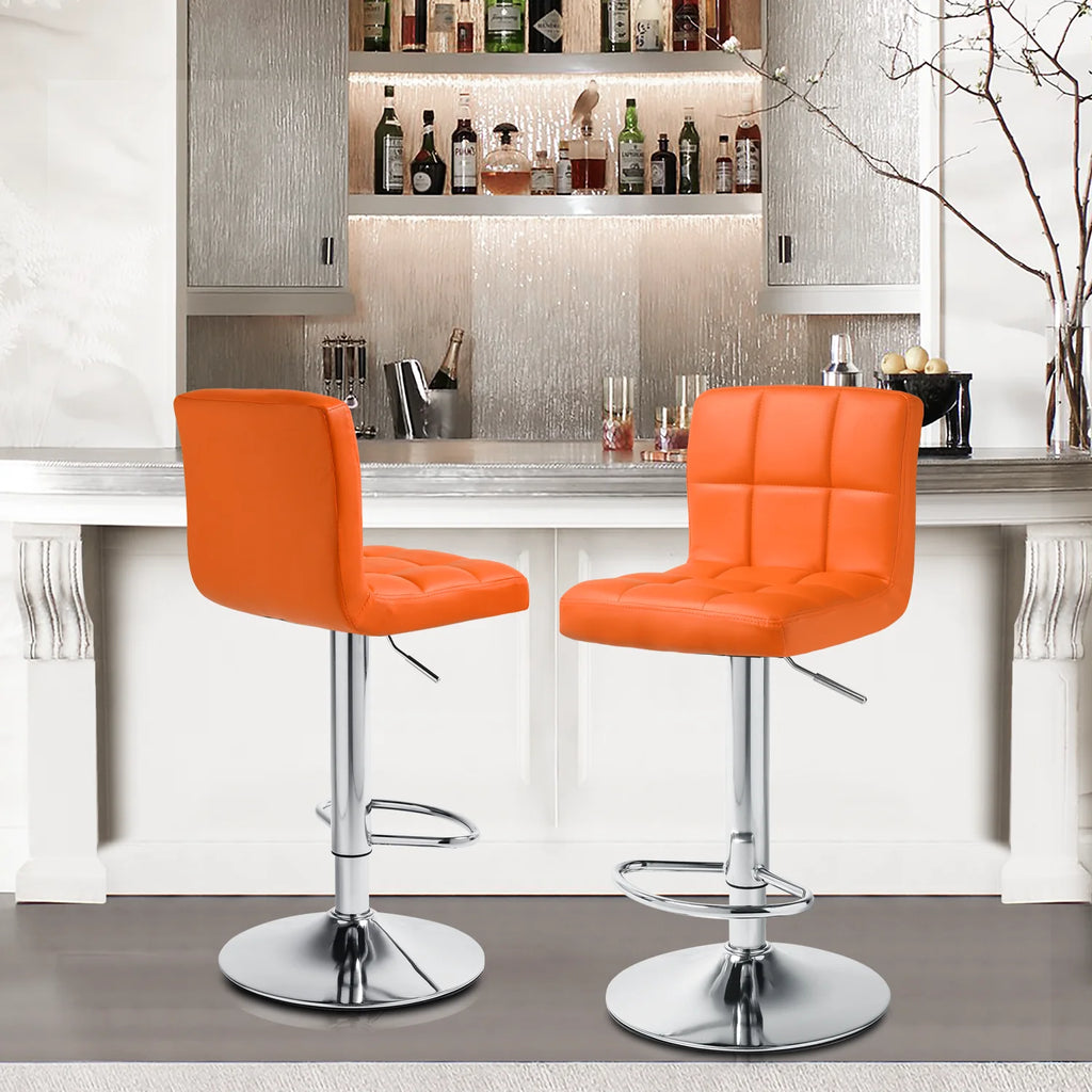 Set of 4 Adjustable Swivel Bar Stools Faux Leather, Orange S67887