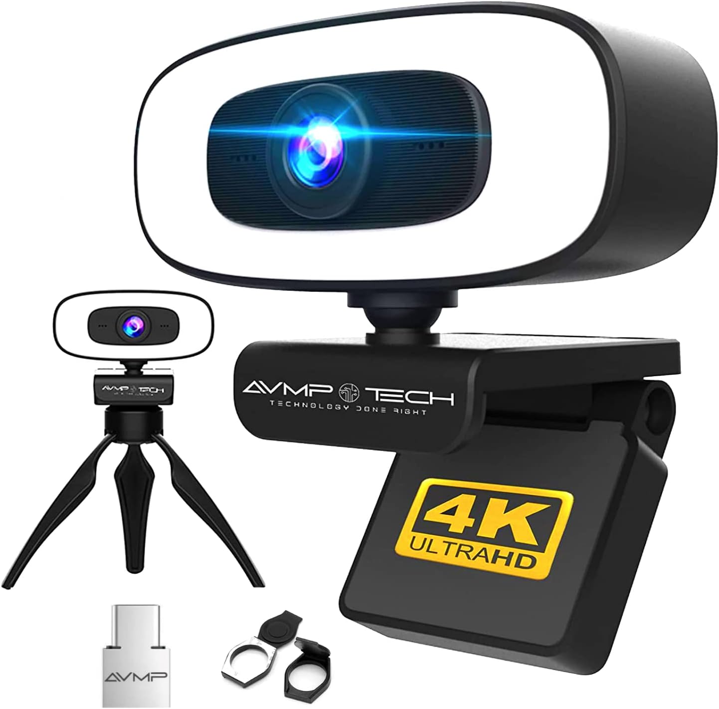 4K Webcam with Light Ultra HD 8MP Autofocus USB Web Cam with Microphone X39406