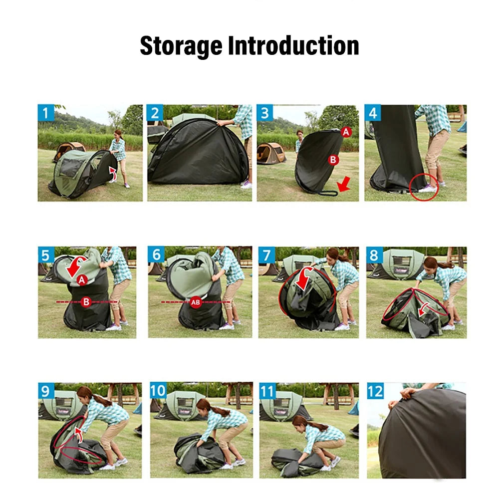 3-4 Person Waterproof Camping Tent, Dark Green T7740
